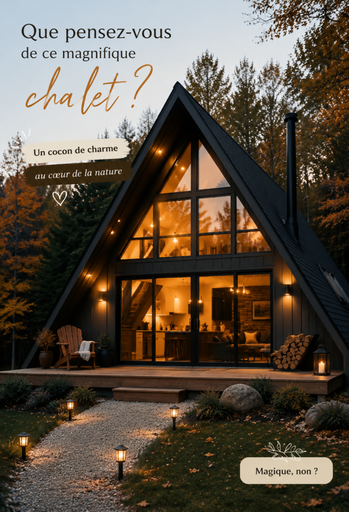 Vue d'une belle cabane en bois entourée de nature verdoyante