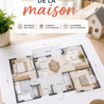Un croquis d'un plan de maison moderne et fonctionnel