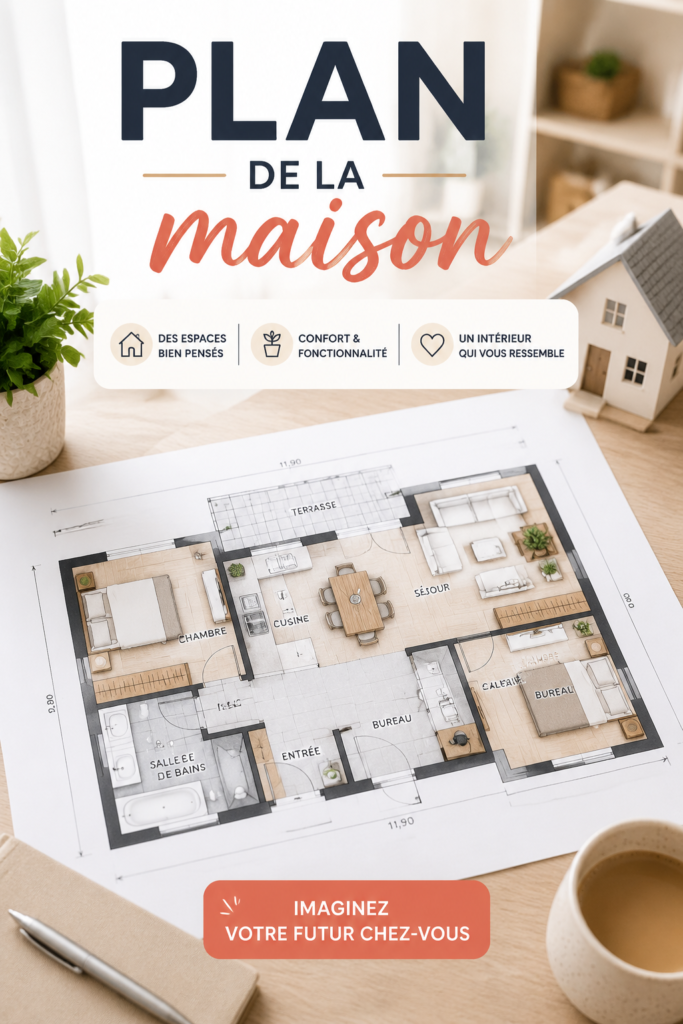 Un croquis d'un plan de maison moderne et fonctionnel