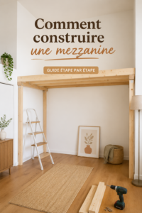 Lit mezzanine construit dans une chambre moderne avec un espace bureau en dessous