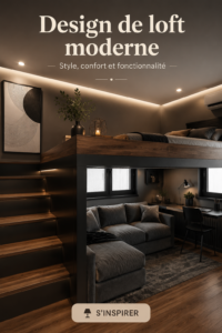 Un loft moderne avec un design chaleureux, mettant en valeur des murs en briques et un mobilier contemporain.
