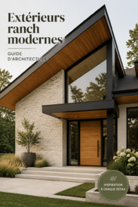 Exterieur moderne de style ranch avec des lignes épurées et des matériaux contemporains