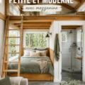 Intérieur moderne d'une petite maison avec un loft éclairé
