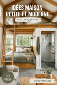 Intérieur moderne d'une petite maison avec un loft éclairé