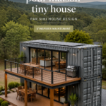 Vue d'une Tiny House moderne entourée de verdure, montrant un design accueillant.