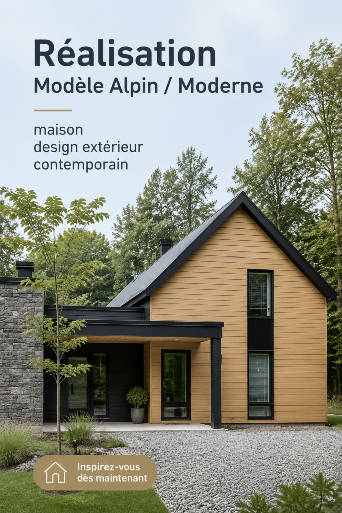 Maison moderne de style alpin avec un design extérieur chaleureux