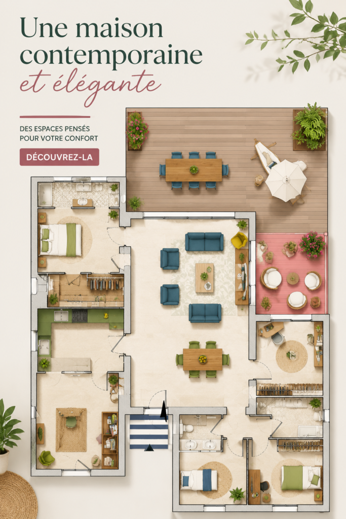 Maison contemporaine avec un design élégant et moderne