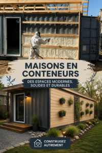 Une belle maison construite avec des conteneurs maritimes, alliant design moderne et fonctionnalité.