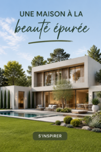 Maison moderne au design épuré avec de grandes baies vitrées et un jardin bien aménagé