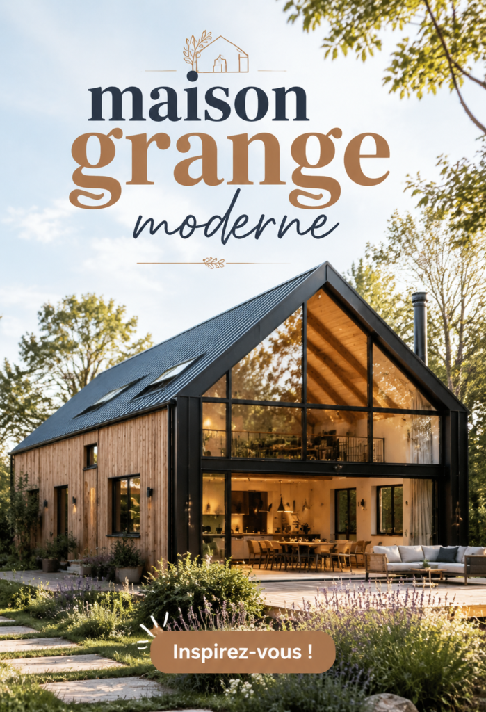 Une grange moderne transformée en maison confortable avec un jardin verdoyant.