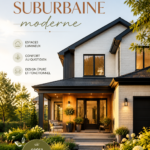 Maison moderne de banlieue avec design contemporain et ambiance chaleureuse