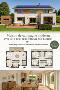 Maison moderne avec toiture en pente et façade en bois