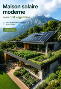 Maison moderne avec toit vert, symbole de durabilité
