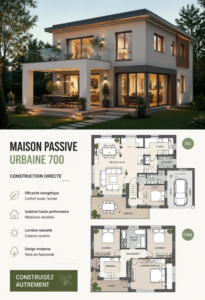 Vue d'une maison passive moderne à Citylife, mettant en avant son design écologique et son efficacité énergétique.