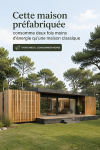 Maison préfabriquée économe en énergie avec des panneaux solaires.