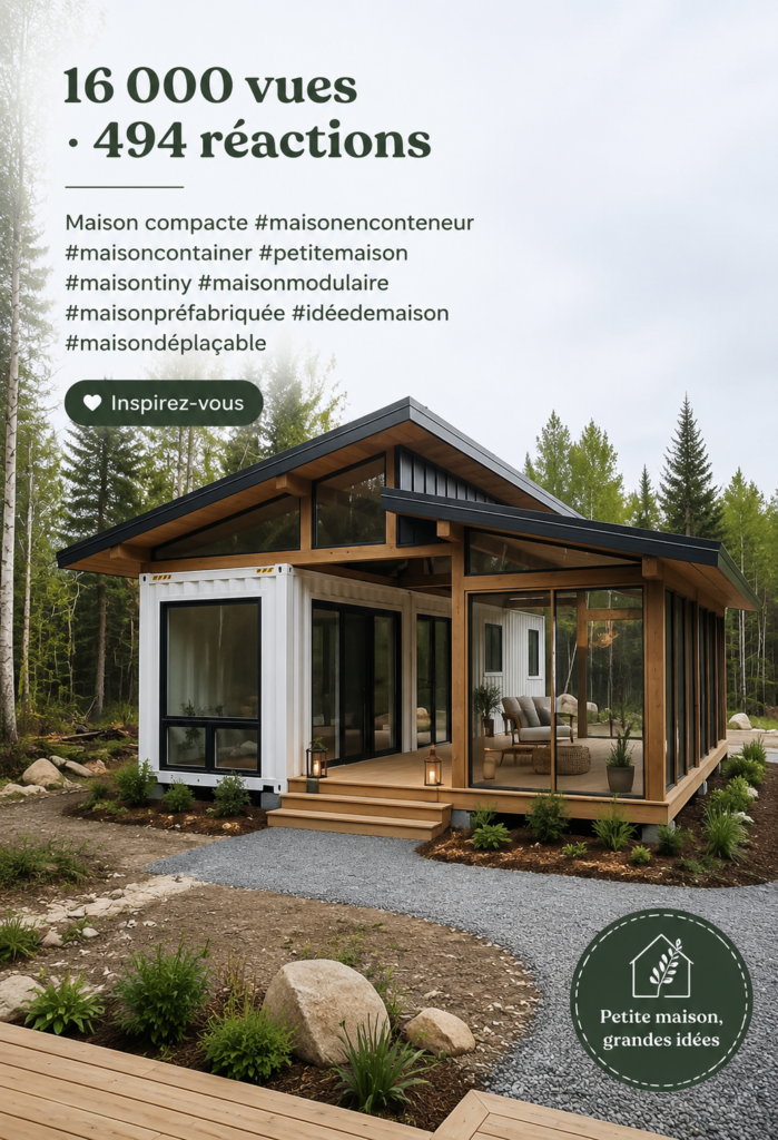Maison container moderne avec espace extérieur en bois