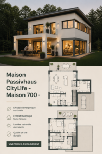 Vue de la Passivhaus CityLife, un projet d'habitat durable en milieu urbain.