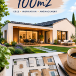 Plan d'une maison de 100 m2, montrant une disposition fonctionnelle et esthétique.