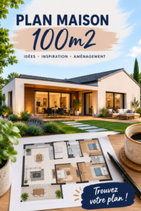 Plan d'une maison de 100 m2, montrant une disposition fonctionnelle et esthétique.