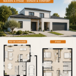 Plan de maison contemporaine CYME avec 3 chambres et un bureau