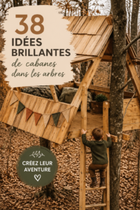 Photo d'une cabane dans les arbres en bois, idéale pour les enfants.