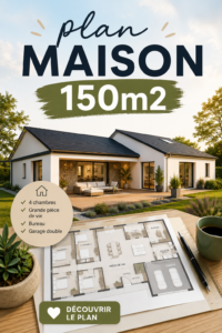 Plan de maison de 150m² avec un espace extérieur accueillant.