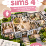 Plan de maison inspirante dans Sims 4 avec jardin