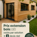 Extension en bois moderne sur une maison contemporaine.
