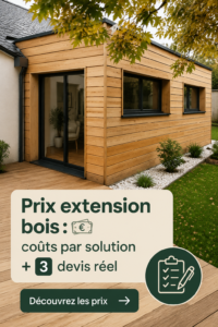 Extension en bois moderne sur une maison contemporaine.