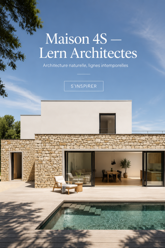 Maison moderne inspirée du projet 4S à Montpellier, avec de grandes fenêtres et une architecture contemporaine.