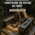 Un refuge forestier en bois entouré d'arbres, idéal pour se ressourcer