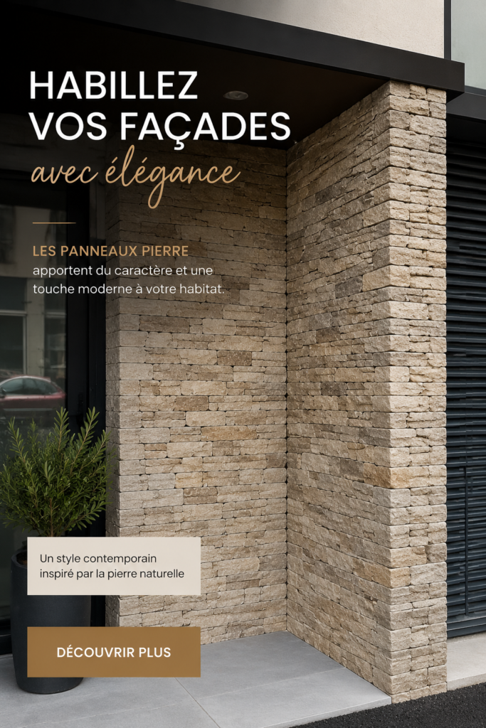 Façade moderne en Stonepanel, style élégant et contemporain.