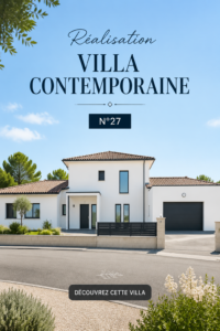Vue extérieure d'une villa contemporaine avec un design moderne et des espaces ouverts.