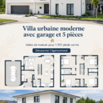 Une villa moderne spacieuse avec un garage et un jardin, idéale pour les familles.