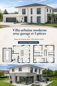 Une villa moderne spacieuse avec un garage et un jardin, idéale pour les familles.