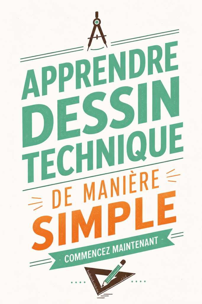 Illustration montrant des dessins techniques réalisés à la main, évoquant l'apprentissage du dessin.