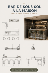 Bar à domicile élégant et chaleureux dans un sous-sol