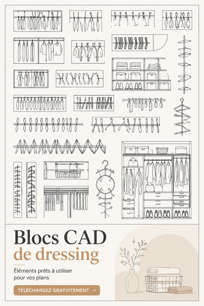 Vue d'un espace intérieur avec des éléments de décoration extérieure et blocs CAD illustratifs