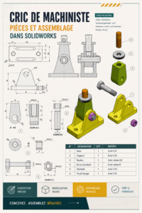 Modèle 3D d'un treuil créé sous SolidWorks