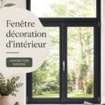 Fenêtres décorées avec des rideaux chaleureux et des plantes d'intérieur.