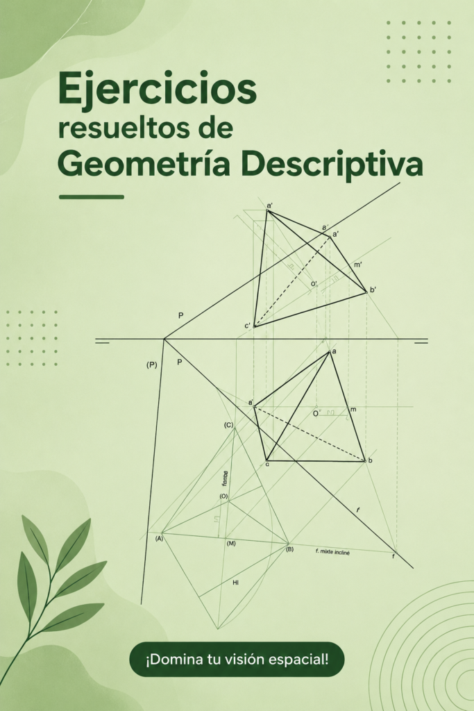 Une illustration d'exercices de géométrie descriptive sur un plan d'architecture.