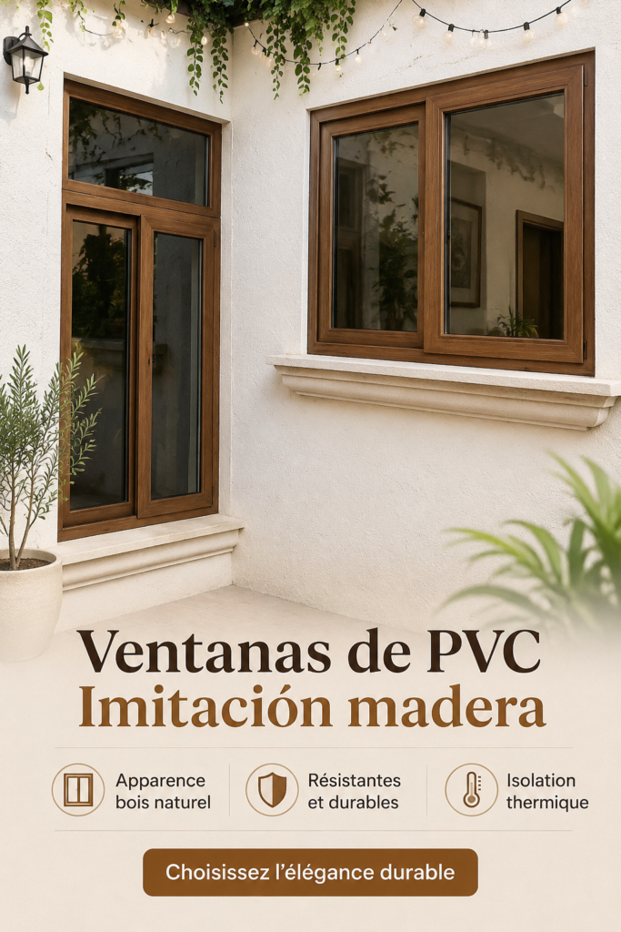 Fenêtre en PVC imitation bois dans une maison moderne