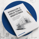 Un ordinateur avec un logiciel de dessin technique architectural et un plan de maison en arrière-plan.