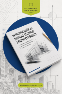 Un ordinateur avec un logiciel de dessin technique architectural et un plan de maison en arrière-plan.