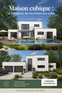 Maison cubique moderne avec des lignes épurées et un design contemporain.