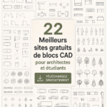 Une sélection de blocs CAD pour l'architecture sur un écran d'ordinateur.