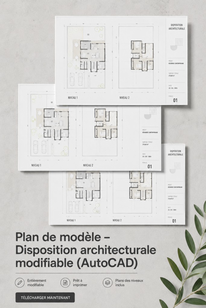Exemple de plan architectural moderne à télécharger pour rénovation.