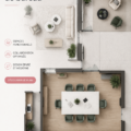 Exemple de plan d'étage pour un bureau à domicile confortable et fonctionnel.