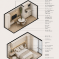 Intérieur moderne et chaleureux d'une maison rénovée