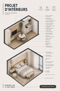 Intérieur moderne et chaleureux d'une maison rénovée